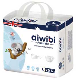 Aiwibi Premium Baby Diapers, L, 26pcs
