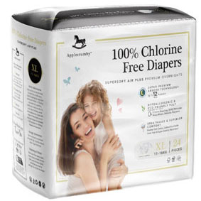 Applecrumby Chlorine Free Tape Diaper, XL, 24pcs