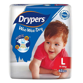 Drypers Wee Wee Dry, L, 62pcs