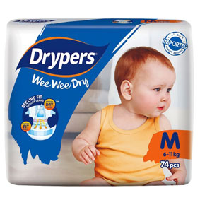 Drypers Wee Wee Dry, M, 74pcs