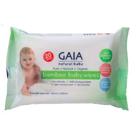 Gaia Bamboo Baby Wipes Pack, 20s