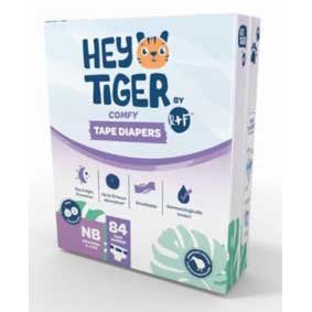 Hey Tiger Comfy Tape Diaper, NB, 84pcs
