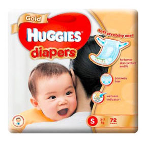Huggies Gold Diaper, S, 72pcs