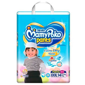 MamyPoko Extra Dry Skin Pants (Girls), XXXL, 14pcs