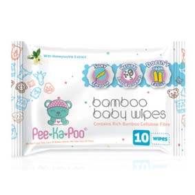 PeeKaPoo Bamboo Baby Wipes, 10s