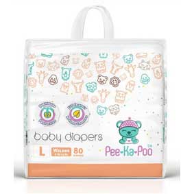 PeeKaPoo Taped Diapers, L, 80pcs