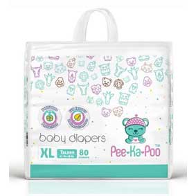 PeeKaPoo Taped Diapers, XL, 80pcs
