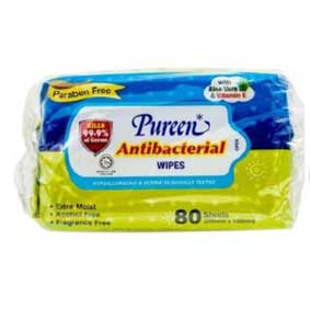 Pureen Antibacterial Hygiene Wipes, 80s